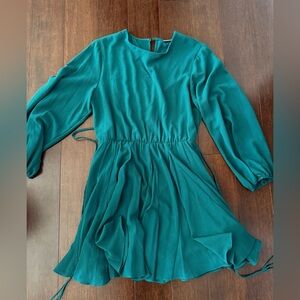 Elegant Teal Green Long Sleeve Dress